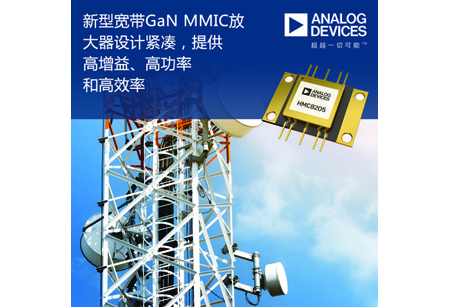 ADI寬帶GaN MMIC放大器設計緊湊，提供高增益、高功率和高效率